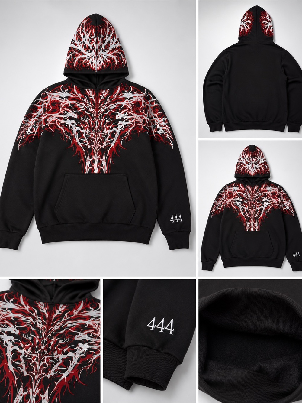 This is the 444racingco V3 Reflective Hoodie in Jet Black,